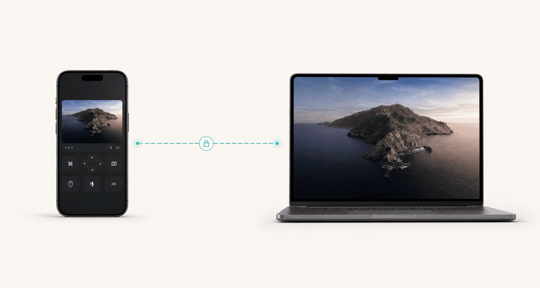 Un controlador de teléfono o tableta conectado a un host de computadora portátil mediante una ruta directa entre pares.